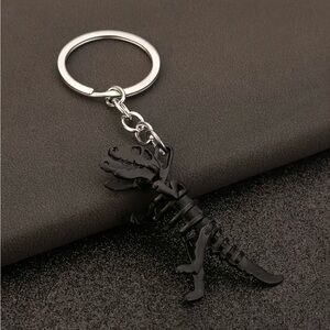 Black Dinosaur Keychain Skeleton T Rex NEW